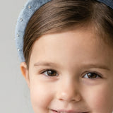 Velvet bow with zircons - gray