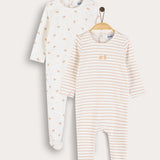 Baby Gro Pastel Blue - Beige Pair Pack