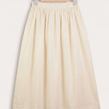Midi Skirt with Front Pleats - Beige