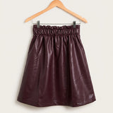 Chiffon Leather Skirt - Beige