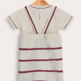 Knitted Suspender & Stripes Baby Set - Burgundy