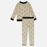 Ribbed Comic Pajamas - Beige