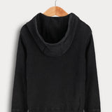Waffle shirt with hoodie - black