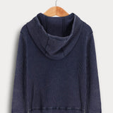 Waffle shirt with hoodie - Navy
