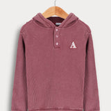 Waffle shirt with hoodie - Bordeaux