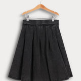 Pleated Waffle Skirt - Black