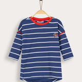 Striped shirt with hearts - blue