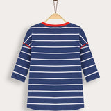 Striped shirt with hearts - blue