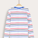 Striped shirt with ribbed hem - Royal