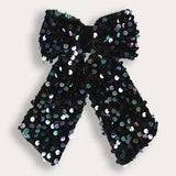 Velvet Sequin Bow Brooch - Colorful