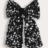 Velvet Sequin Bow Tie - Gray