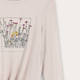 Ribbed knit shirt with print - beige