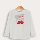 Ribbed printed top - Cream