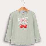 Ribbed T-shirt with print - mint