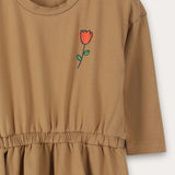 Back print style dress - brown