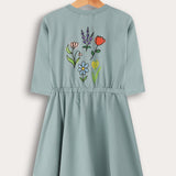 Back print style dress - black