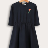 Back print style dress - Navy