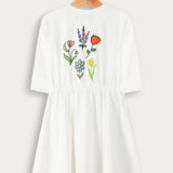 Back print style dress - white