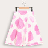 Printed waffle skirt - pink