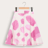 Printed waffle skirt - pink