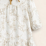 Embroidered-look dress - beige