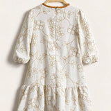 Embroidered-look dress - beige