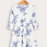 Floral Wrap Dress - Blue