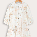 Leaf Print Dress - Stone