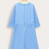 Crocheted combination dress - blue