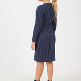 Buttoned knit dress - Navy