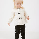 Embroidered shirt with velvet bow ties - black
