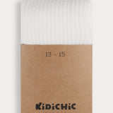 Girls' Waffle Tights - White