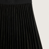 Pleated Suede Skirt - Midi - Black