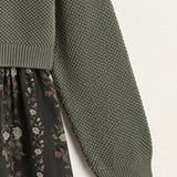 Floral dress with a cardigan - dark green