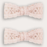 Pair of mini cotton lace pins - pink