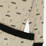 Ribbed Comic Pajamas - Beige