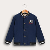 Bomber Jacket with Ticking - Navy