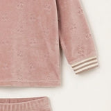 Velvet pajamas + frosted striped trim - pink