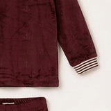 Velvet pajama + frosted stripe trim - Purple
