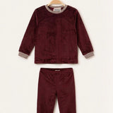 Velvet pajama + frosted stripe trim - Purple