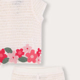 Crochet Baby Flower Set - Beige