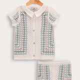 Retro Crochet Baby Set - Mint