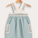 Retro Crochet Sundress - Navy