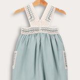 Retro Crochet Sundress - Navy