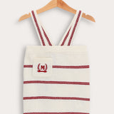 Knitted Suspender & Stripes Baby Set - Burgundy