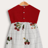 Plaid overalls combined with knitwear - red