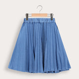 Denim Fleece Midi Skirt - Blue