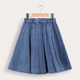 Fleece denim midi skirt - brown