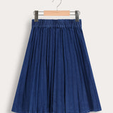 Fleece denim midi skirt - beige
