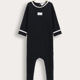 Babygrow with crochet trims + hat - black